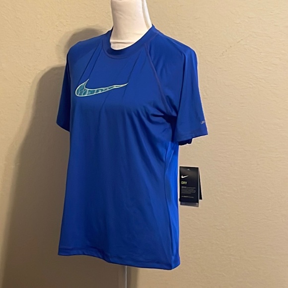 NWT, NIKE, Nike Swim Tee, Women, Short sleeves, Large, blue color. - Picture 3 of 6